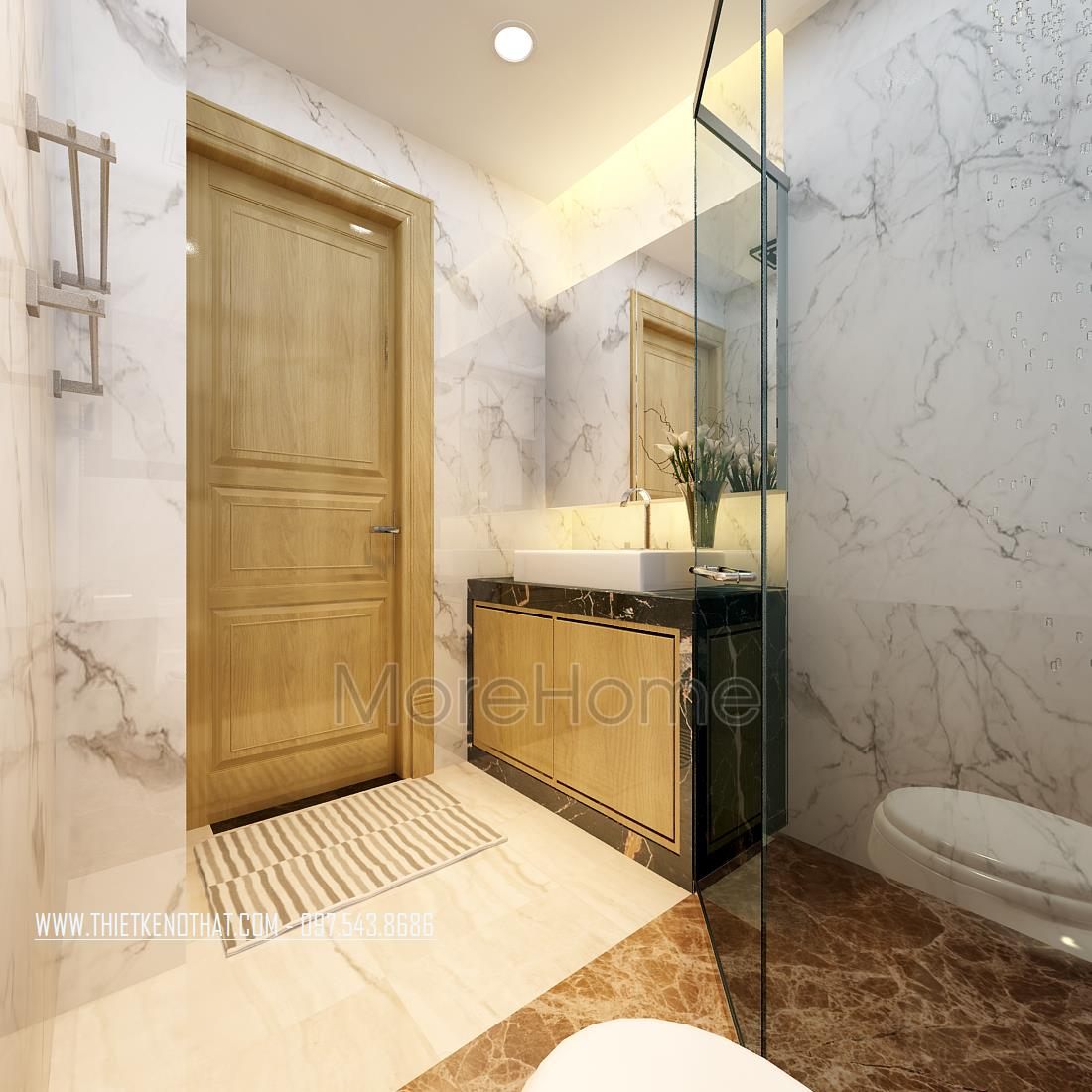 Thiết kế nội thất phòng tắm nhà phố Long Biên